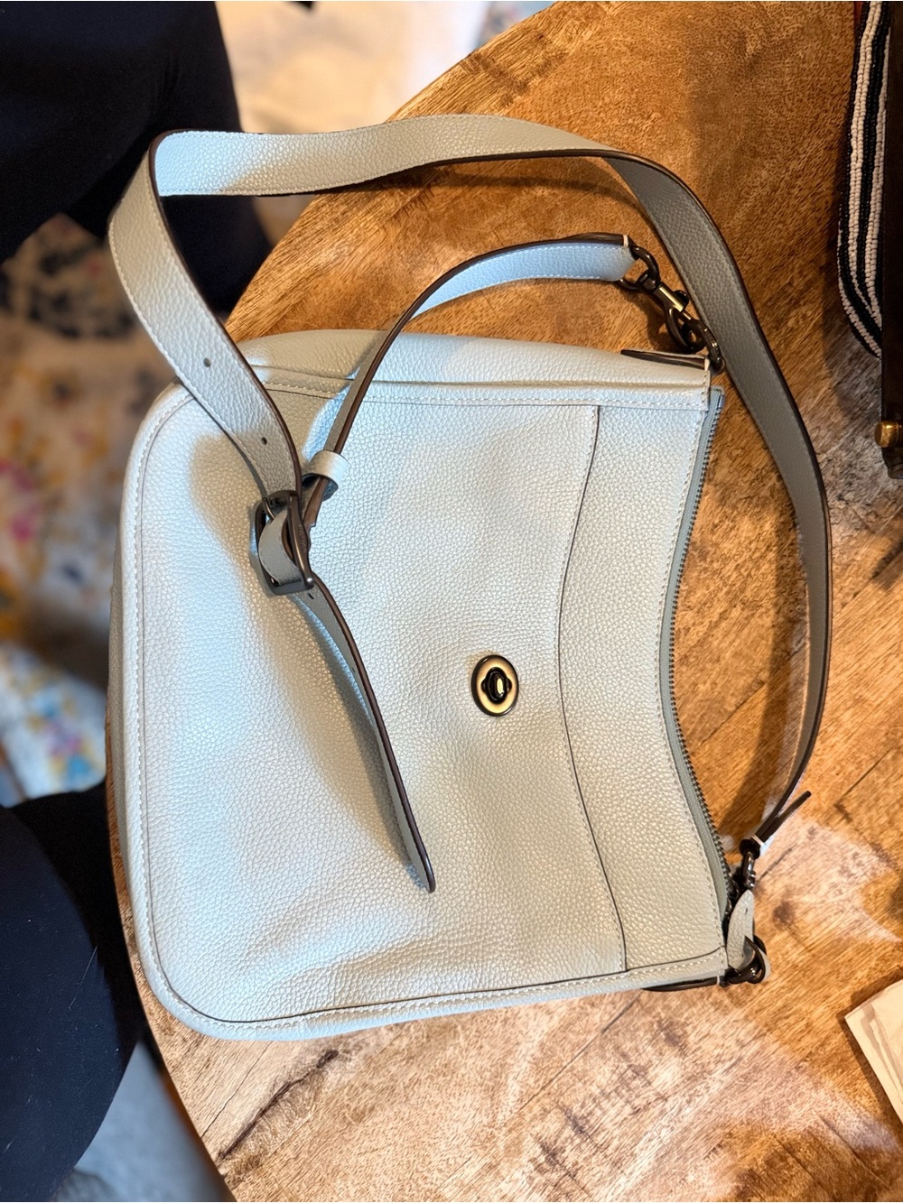 Coach Pebbled Leather Crossbody Bag - Cream